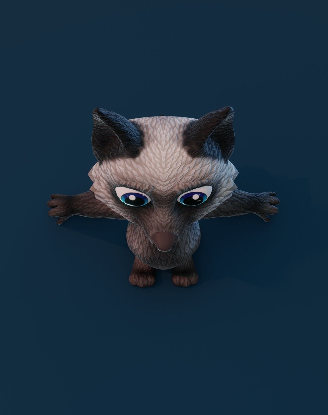 Cartoon Silver Fox 3D Model Low-poly 3D model_12