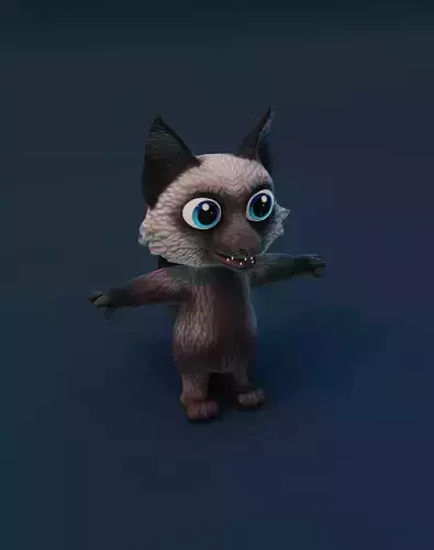Cartoon Silver Fox 3D Model Low-poly 3D model