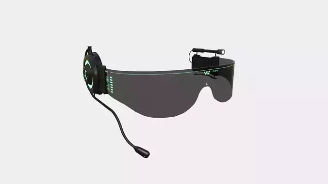 SciFi Glasses D02 Black Green - Character Design Fashion Low-poly 3D model