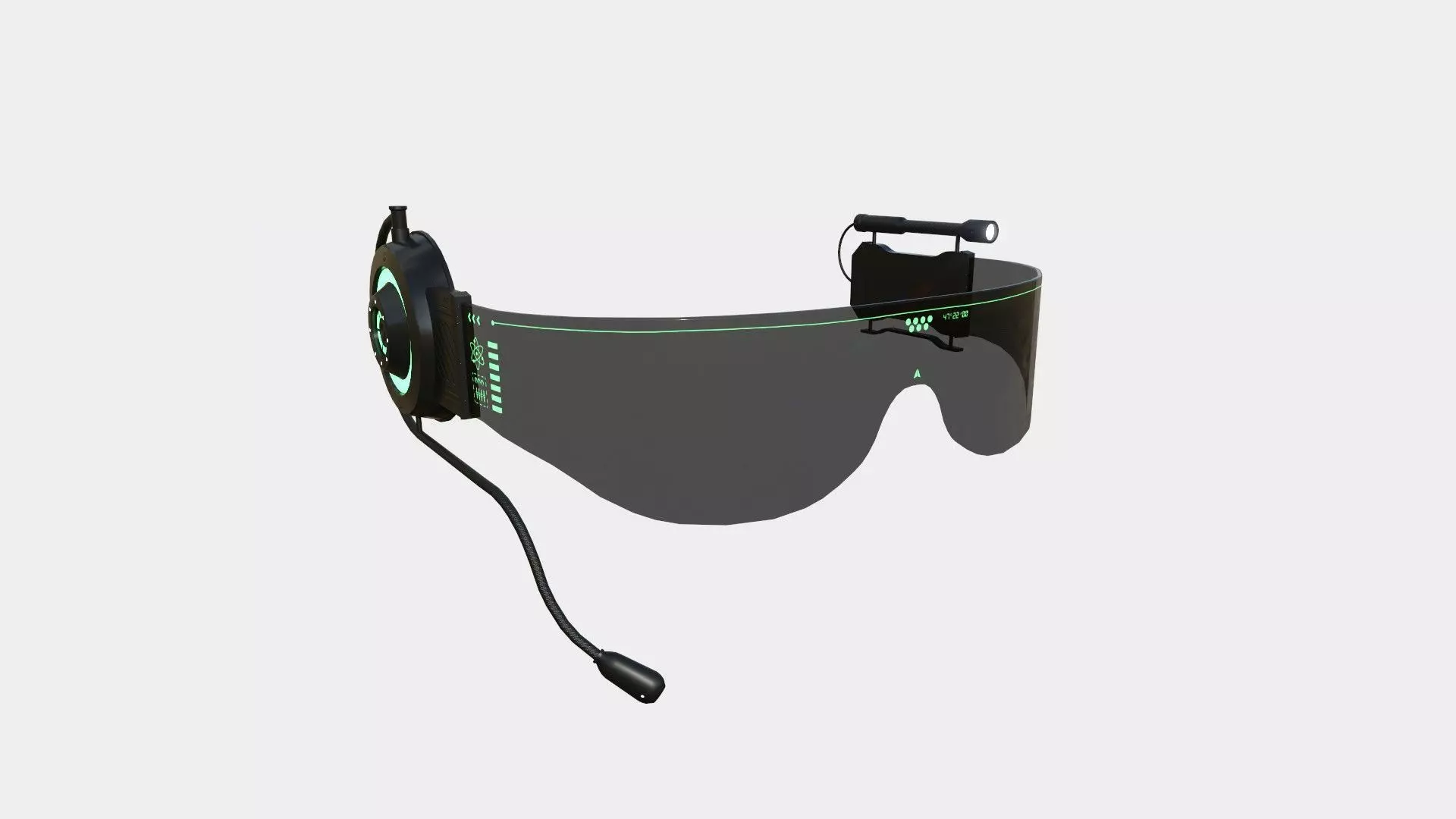 SciFi Glasses D02 Black Green - Character Design Fashion Low-poly 3D model_0