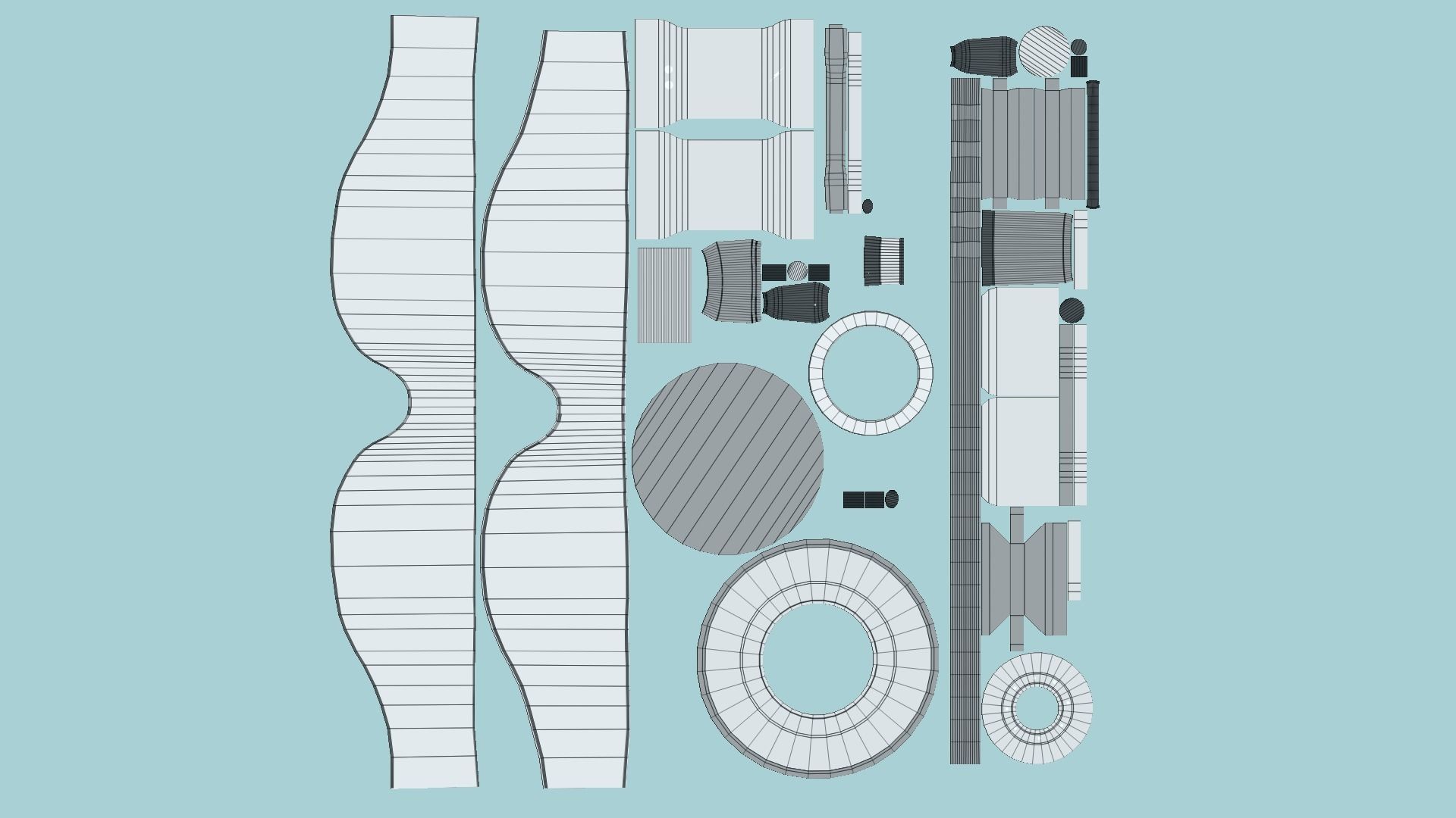 SciFi Glasses D05 Full White - Character Design Fashion Low-poly 3D model_5