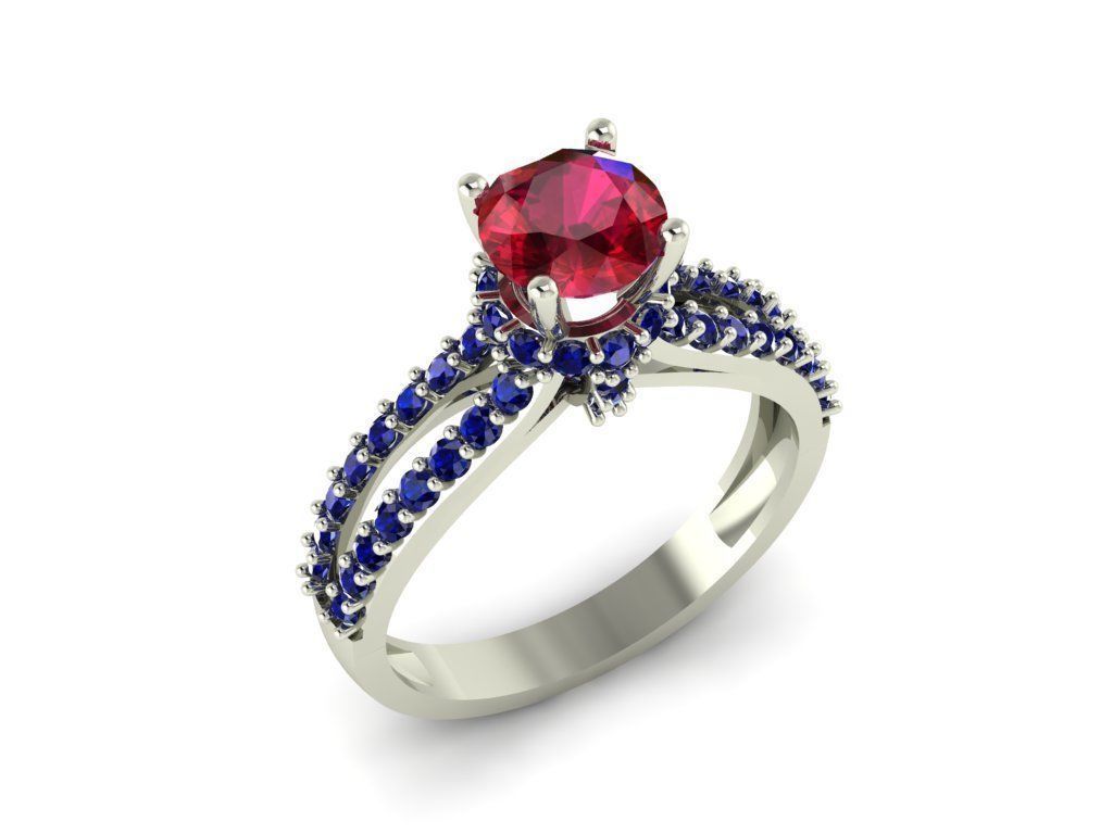 solitaire ring with edge stone 3D print model_8