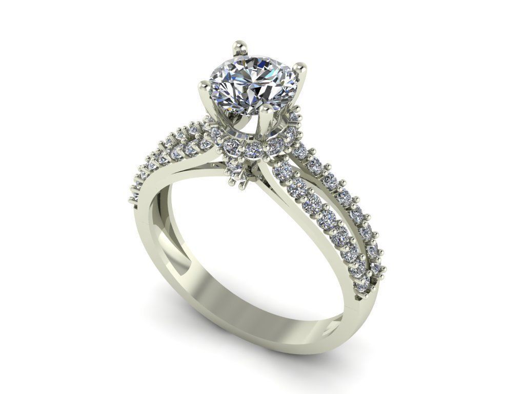 solitaire ring with edge stone 3D print model_1