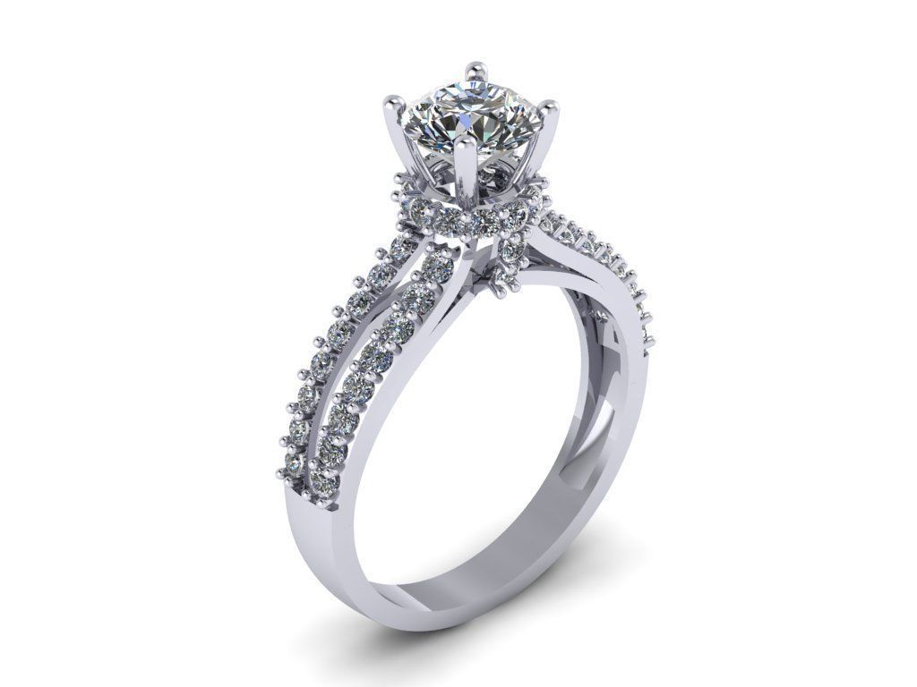 solitaire ring with edge stone 3D print model_4