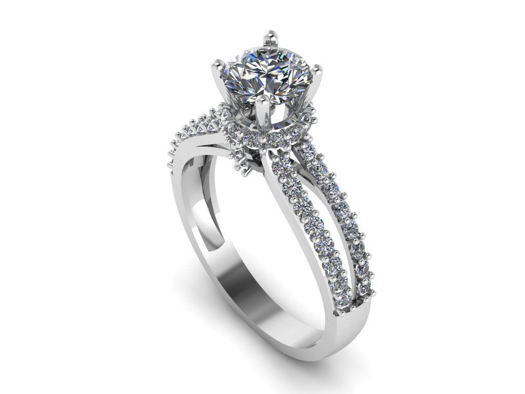 solitaire ring with edge stone 3D print model_2