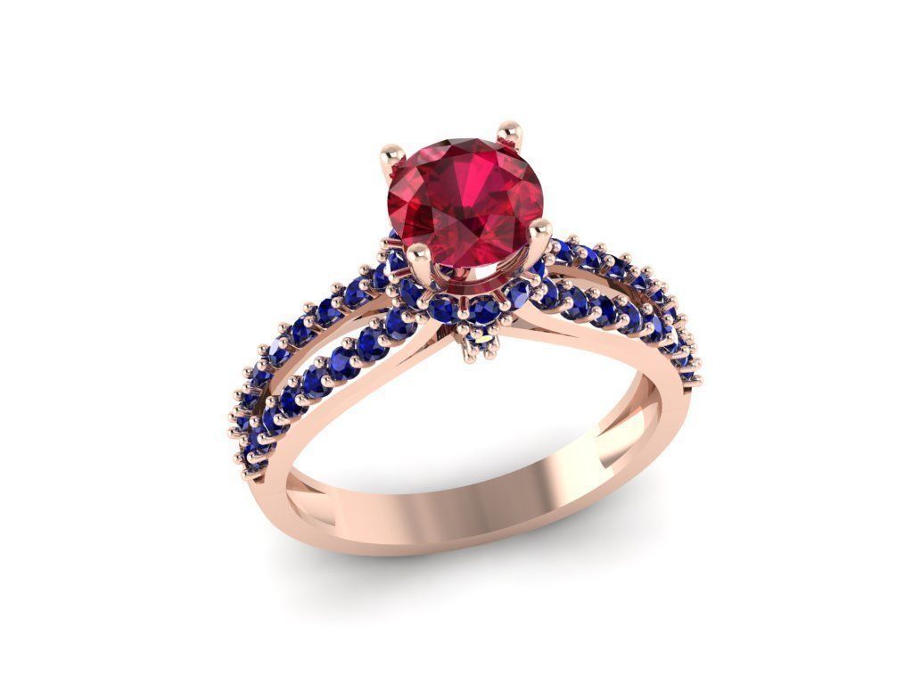 solitaire ring with edge stone 3D print model_9