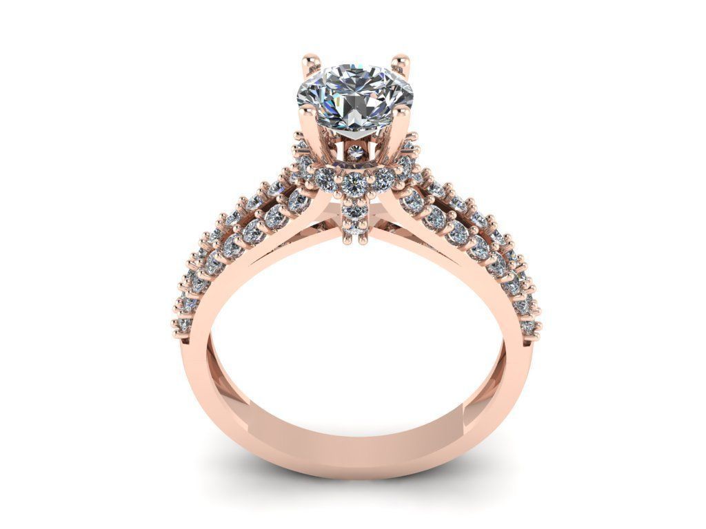 solitaire ring with edge stone 3D print model_3