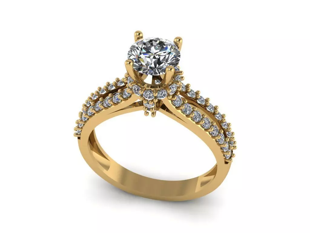 solitaire ring with edge stone 3D print model_0