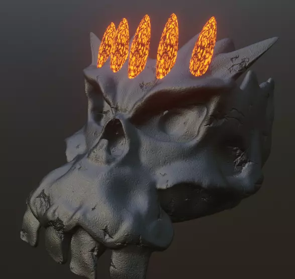 Scull skull with flames 3D model