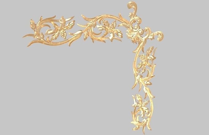pattern wood Classic frame of luxurious gold interior inlaid cnc 3D model