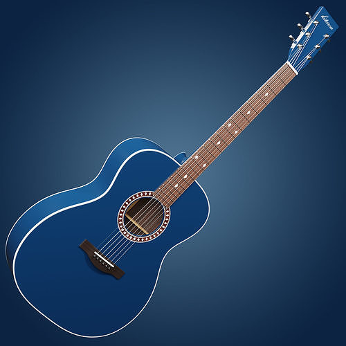 Acoustic Guitar Navy Blue 3D model