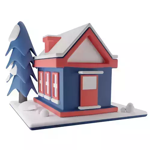 Snow Covered House and Tree