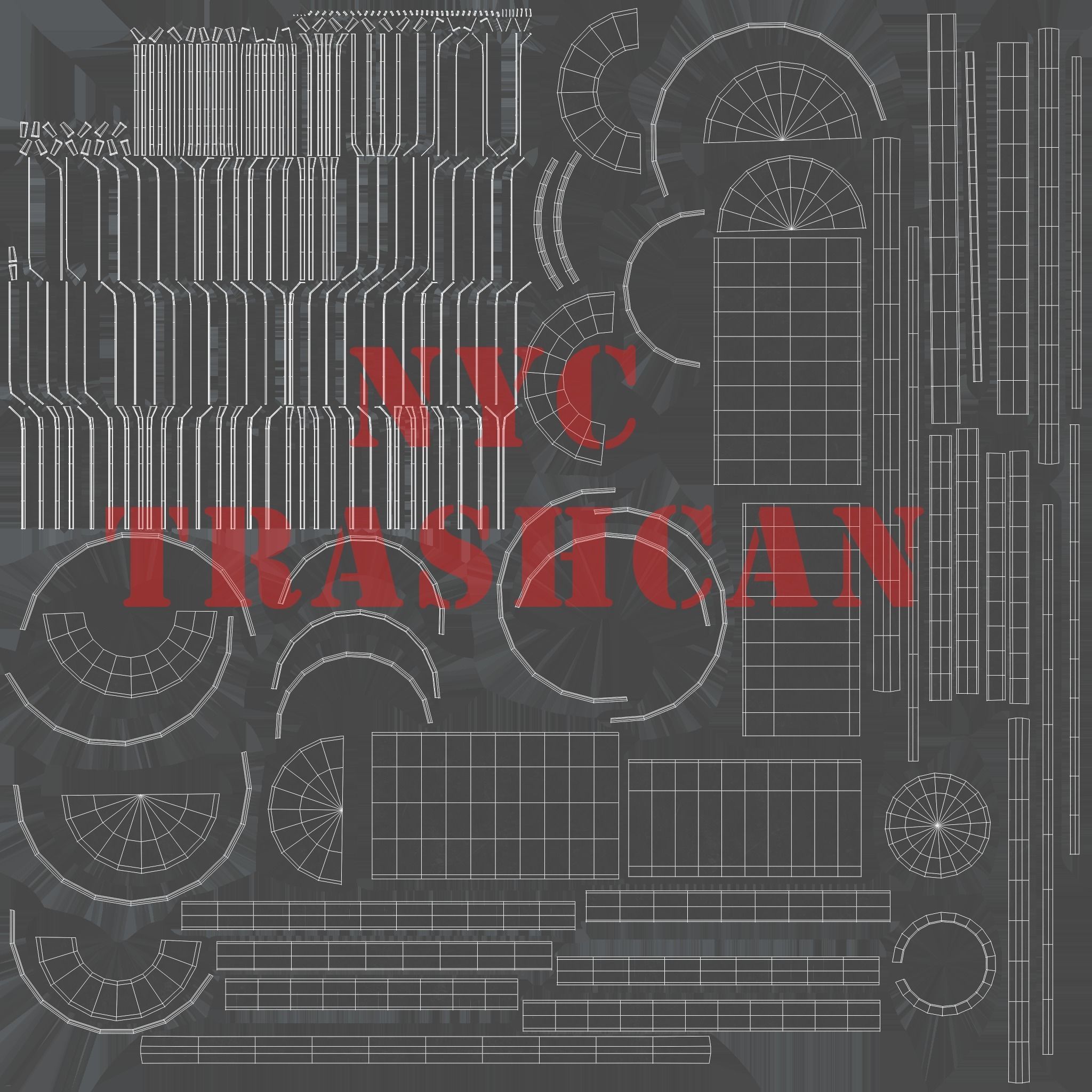 Trashcan Set recycling bin on wheels 3D model_68