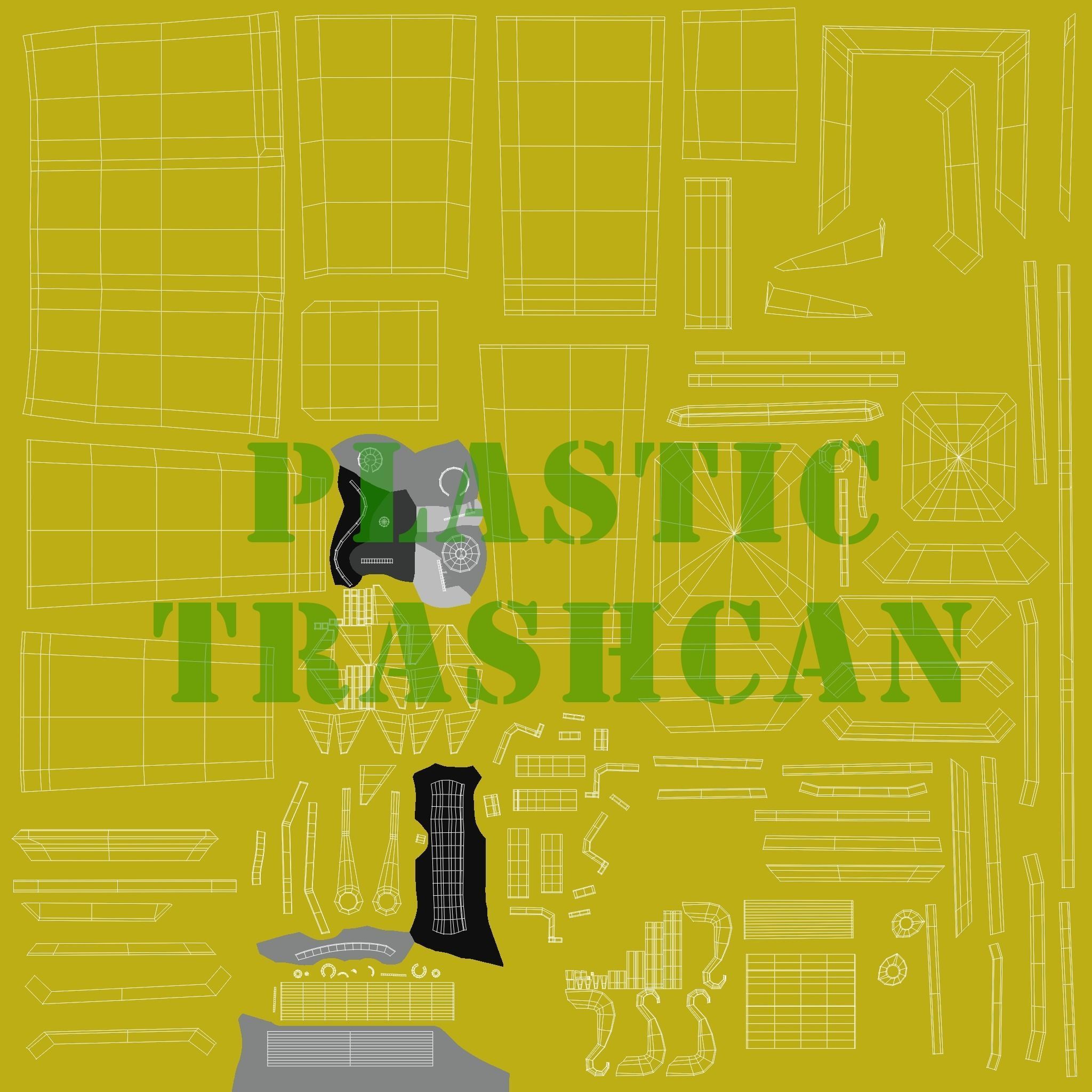 Trashcan Set recycling bin on wheels 3D model_70