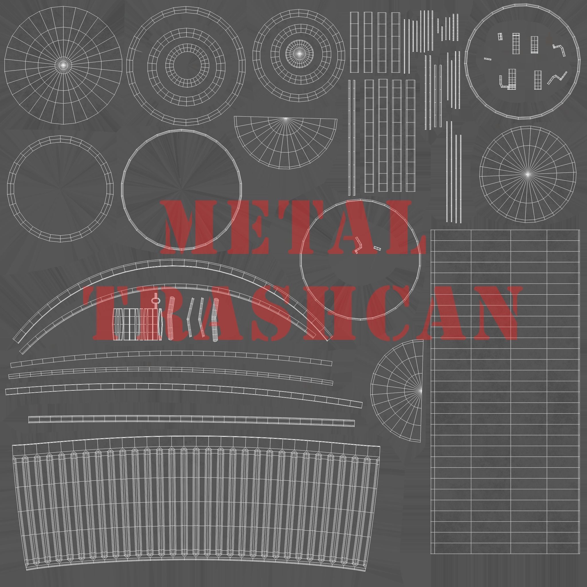 Trashcan Set recycling bin on wheels 3D model_67