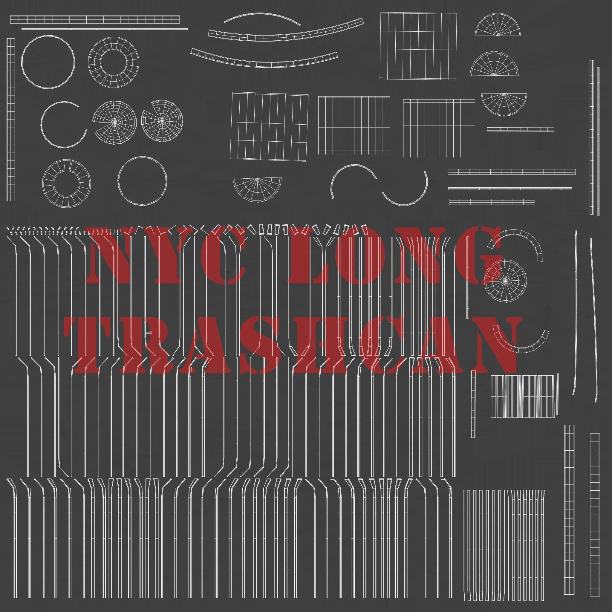 Trashcan Set recycling bin on wheels 3D model_66