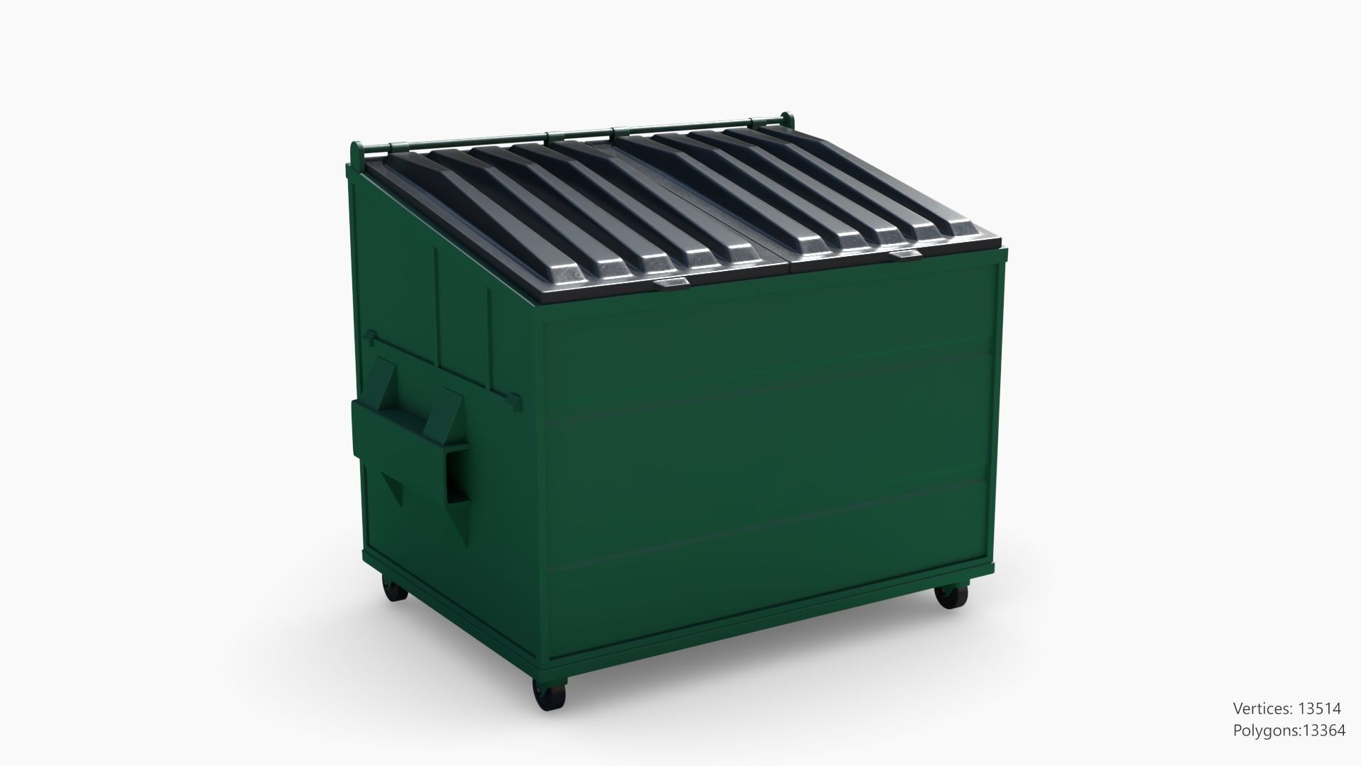 Trashcan Set recycling bin on wheels 3D model_13