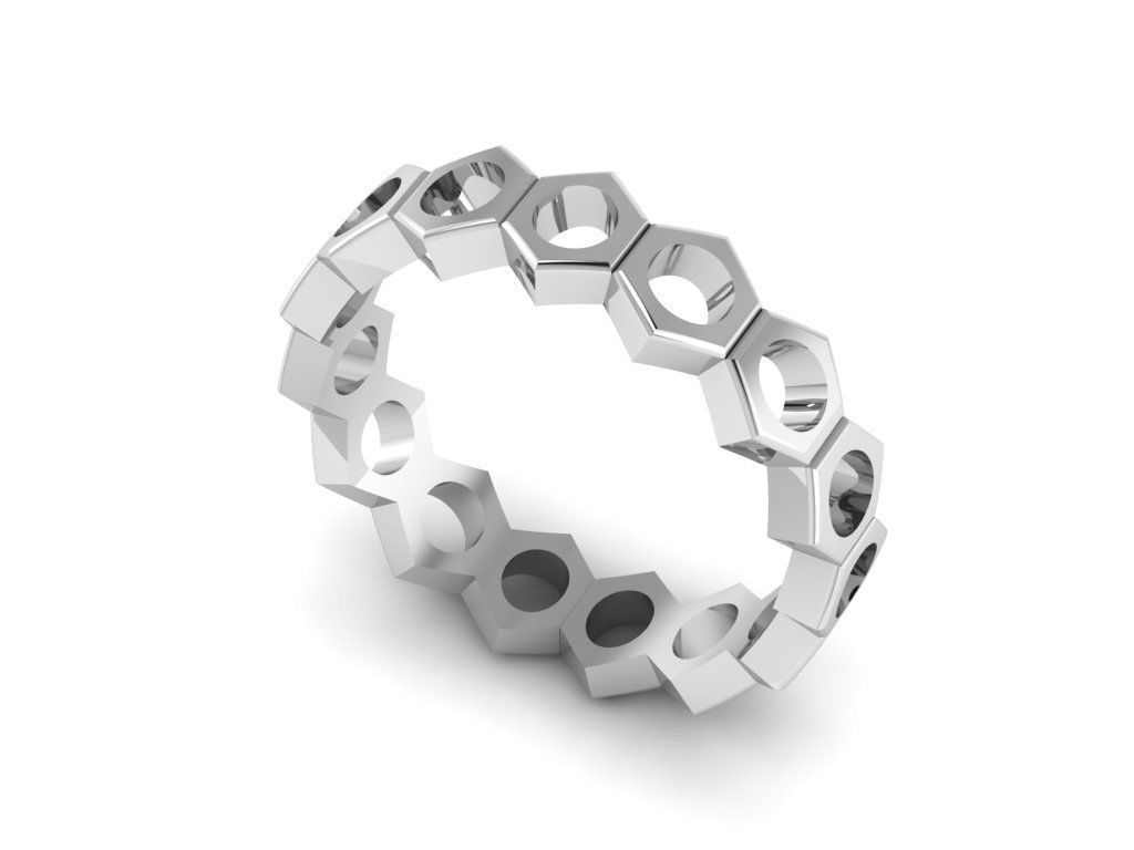 honeycomb ring 3D print model_7