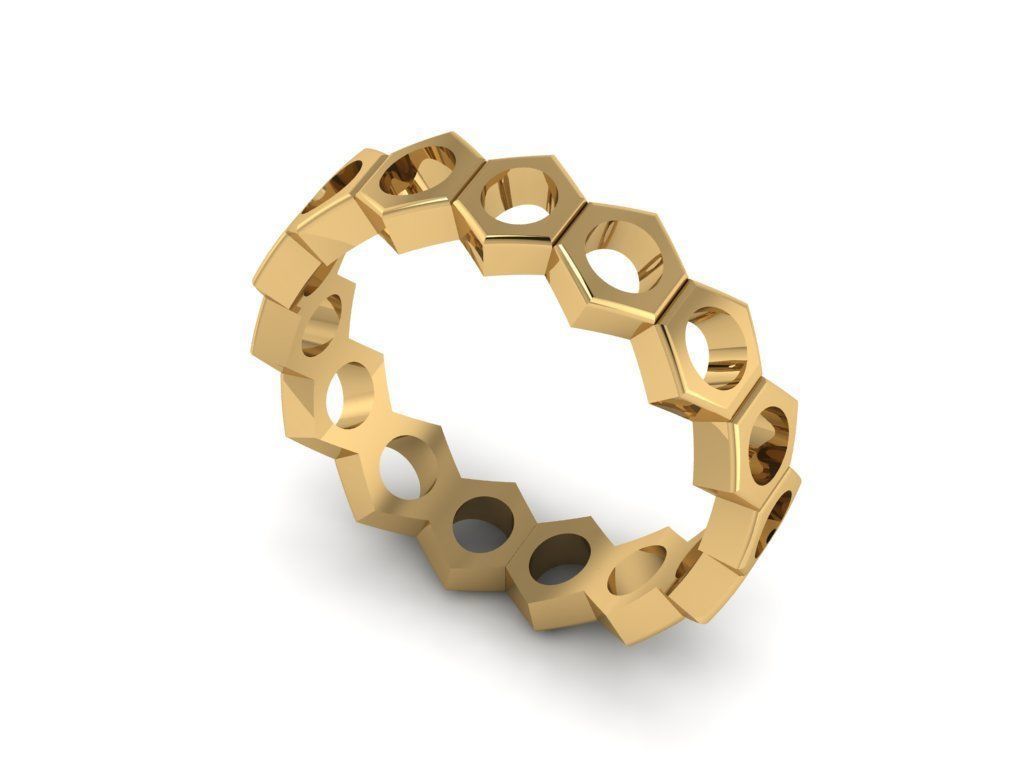 honeycomb ring 3D print model_9