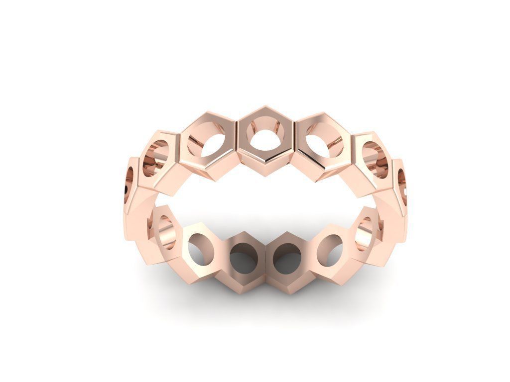 honeycomb ring 3D print model_3