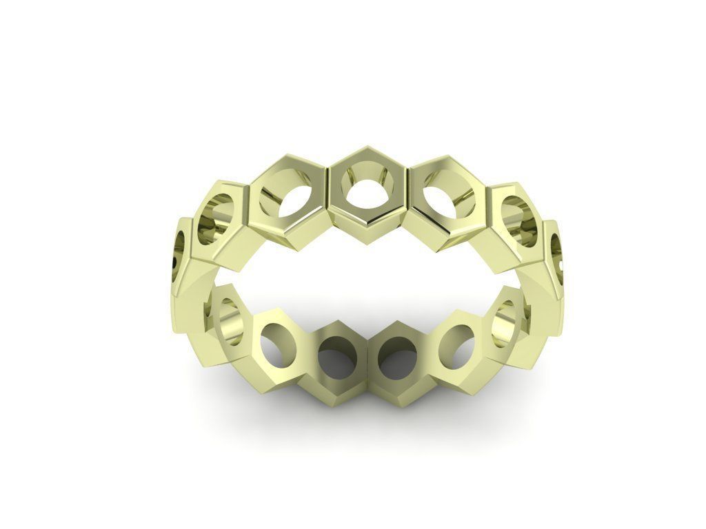 honeycomb ring 3D print model_4