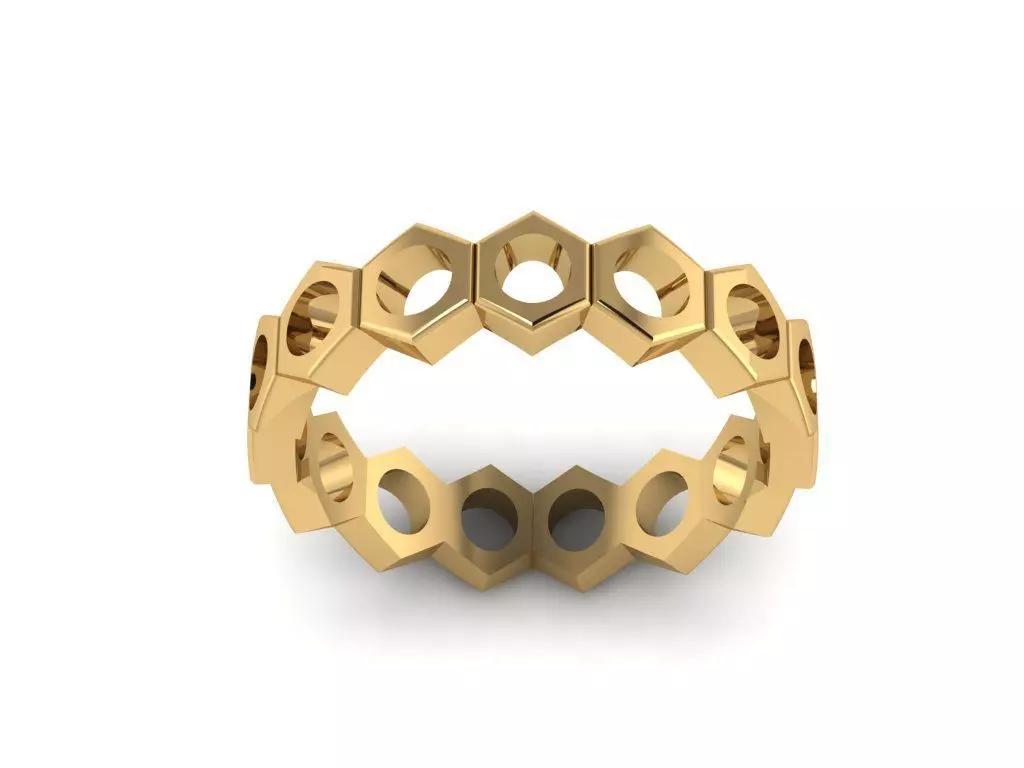 honeycomb ring 3D print model_0