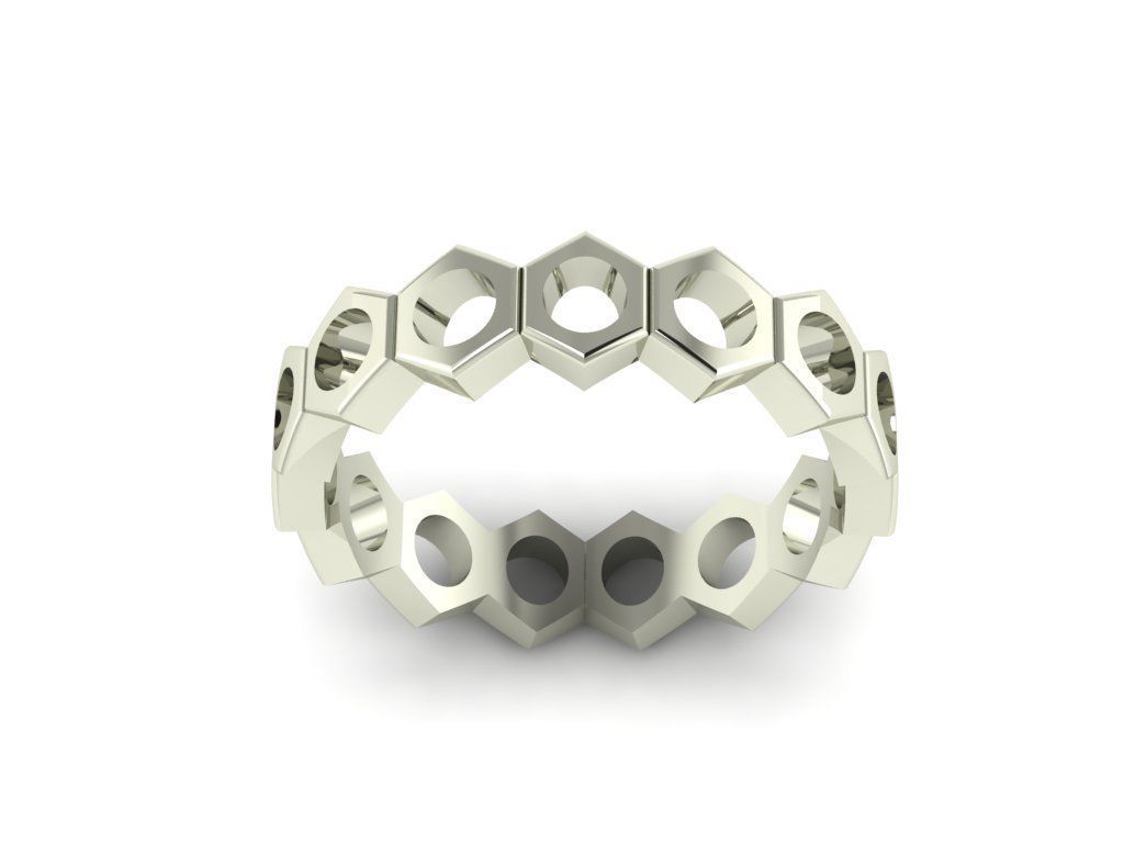 honeycomb ring 3D print model_1