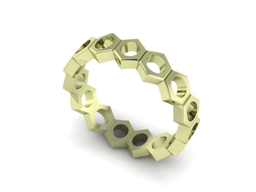 honeycomb ring 3D print model_5