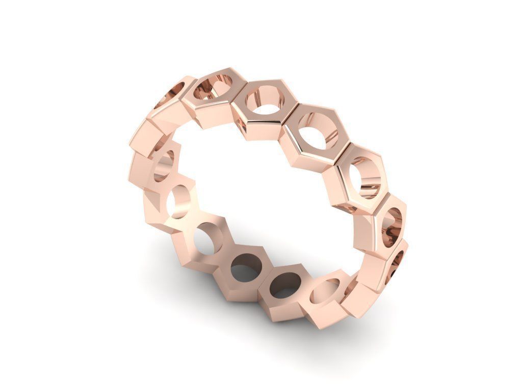 honeycomb ring 3D print model_6