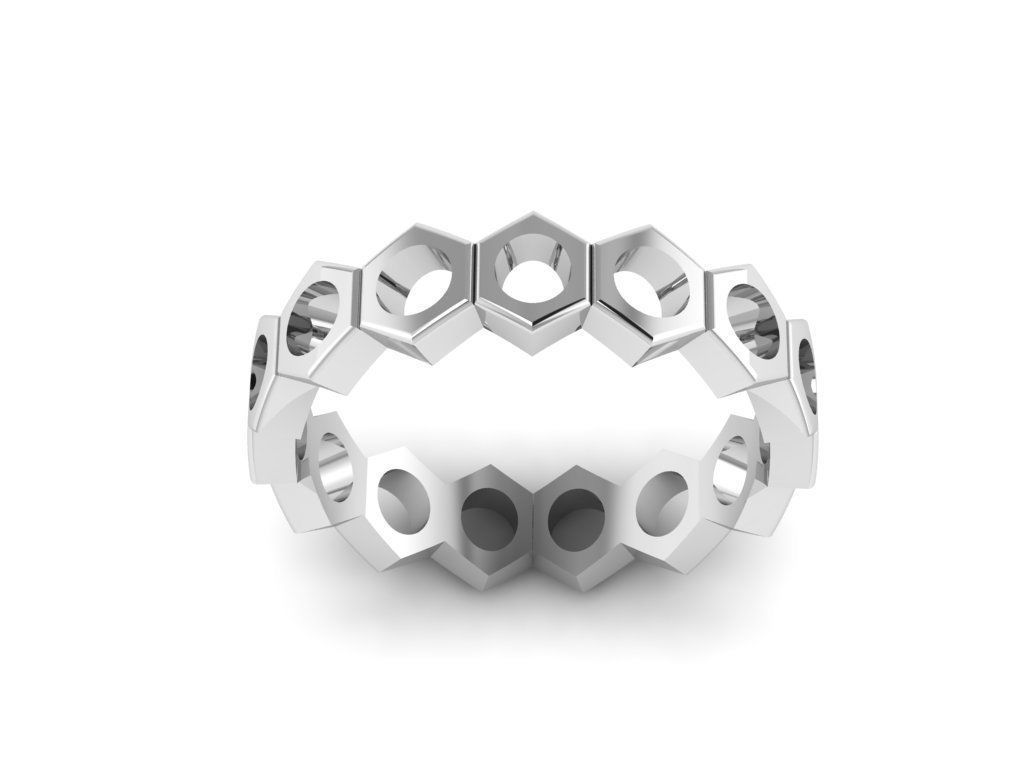 honeycomb ring 3D print model_2