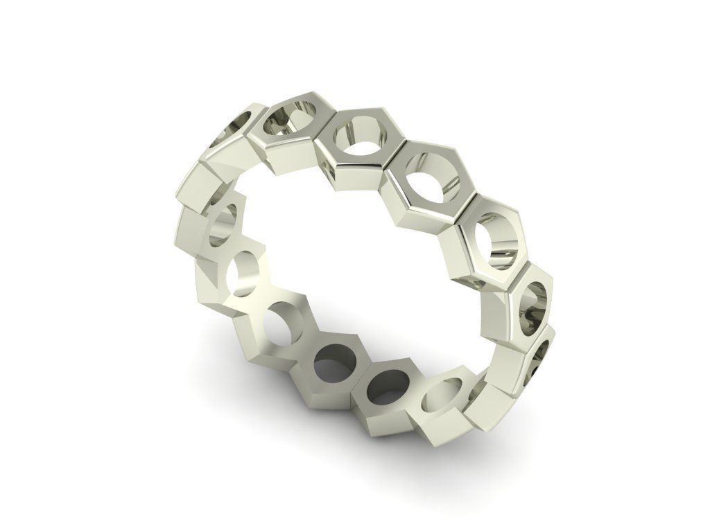 honeycomb ring 3D print model_8