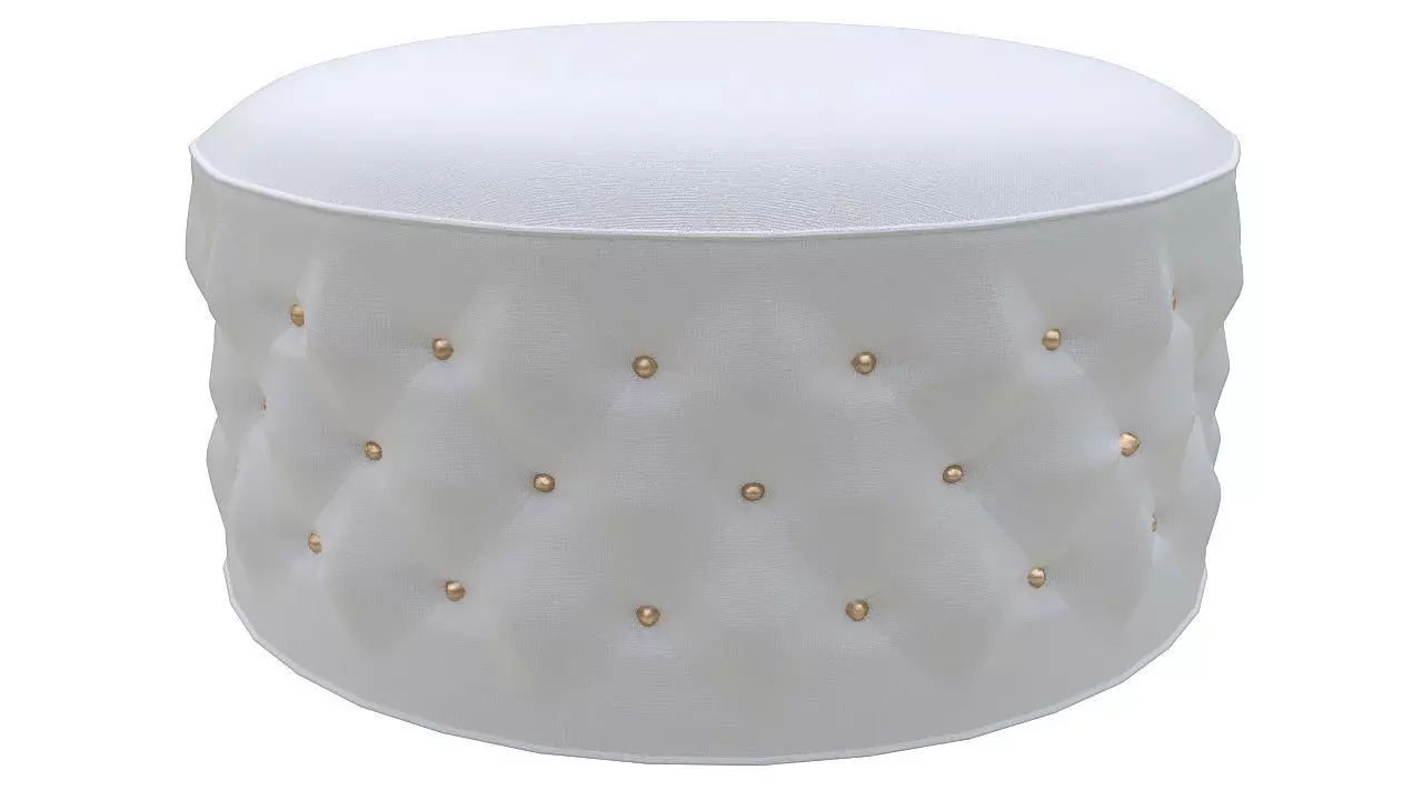 Basted pouf copper buttons 3D model_0