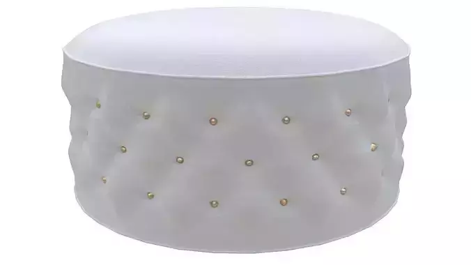 Basted pouf copper buttons 3D model Basted pouf copper buttons 3D model