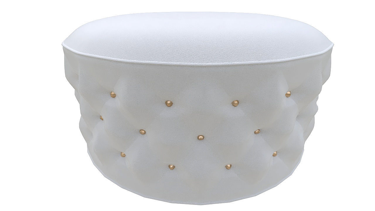 Basted pouf copper buttons 3D model_1