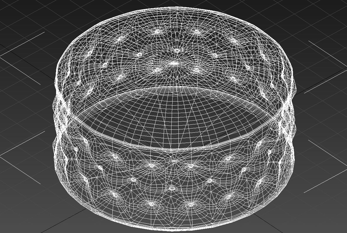 Basted pouf copper buttons 3D model_12