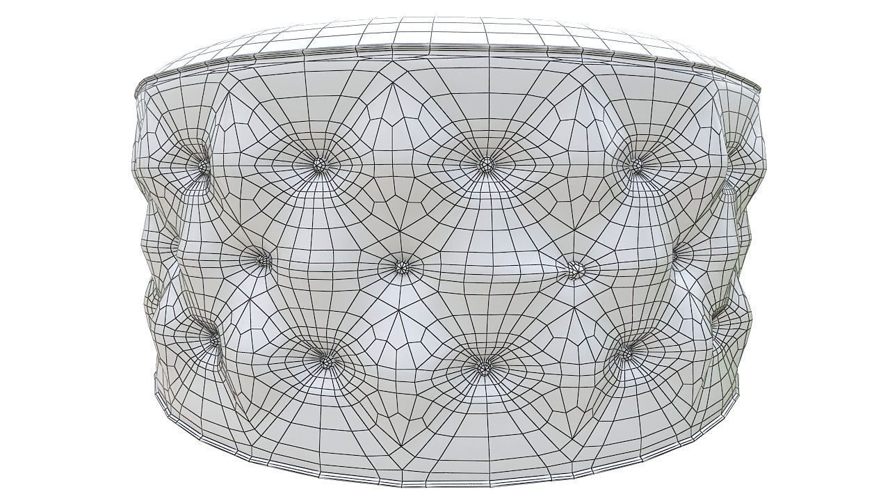 Basted pouf copper buttons 3D model_6