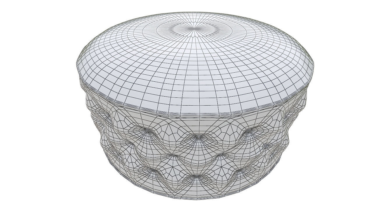 Basted pouf copper buttons 3D model_5