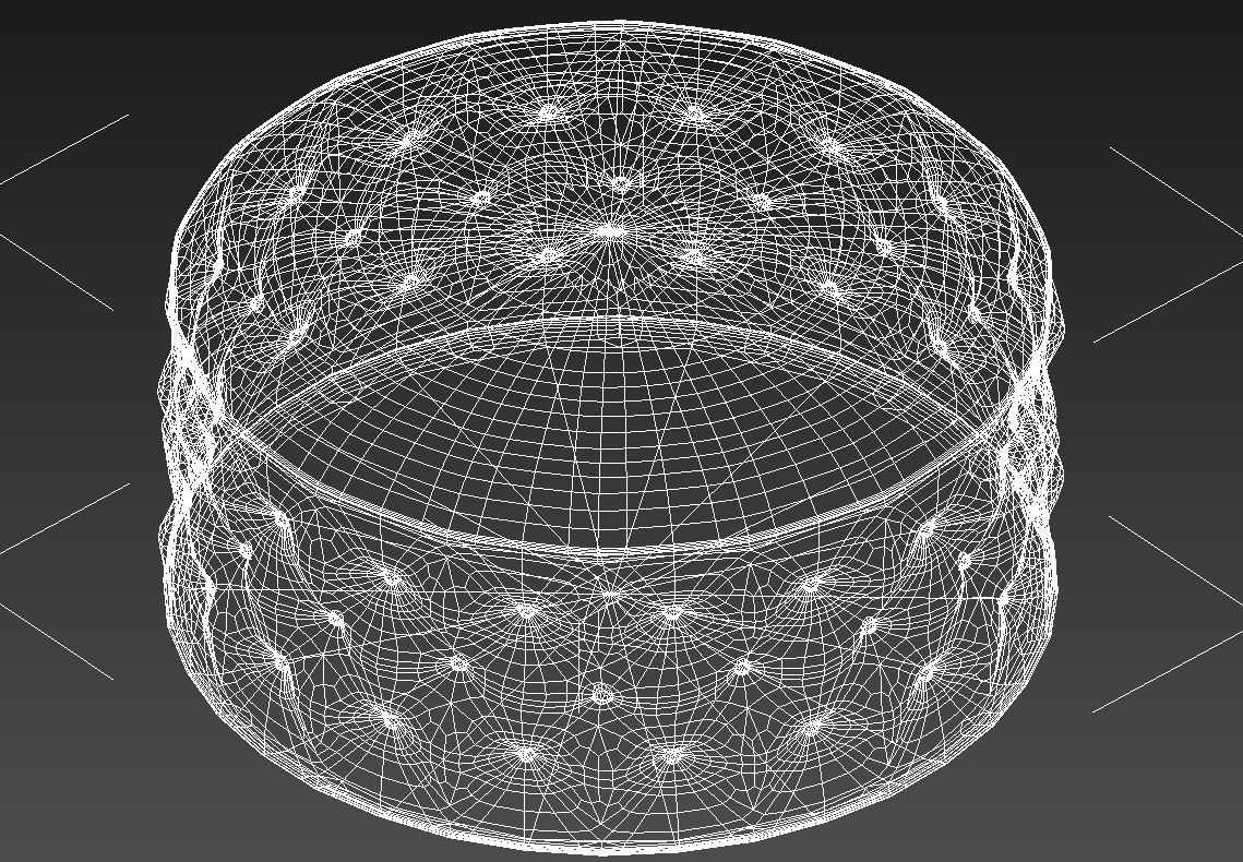 Basted pouf copper buttons 3D model_11