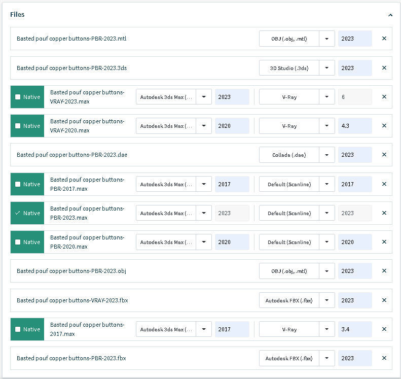 Basted pouf copper buttons 3D model_13