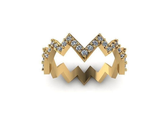 zigzag stone ring 3D print model