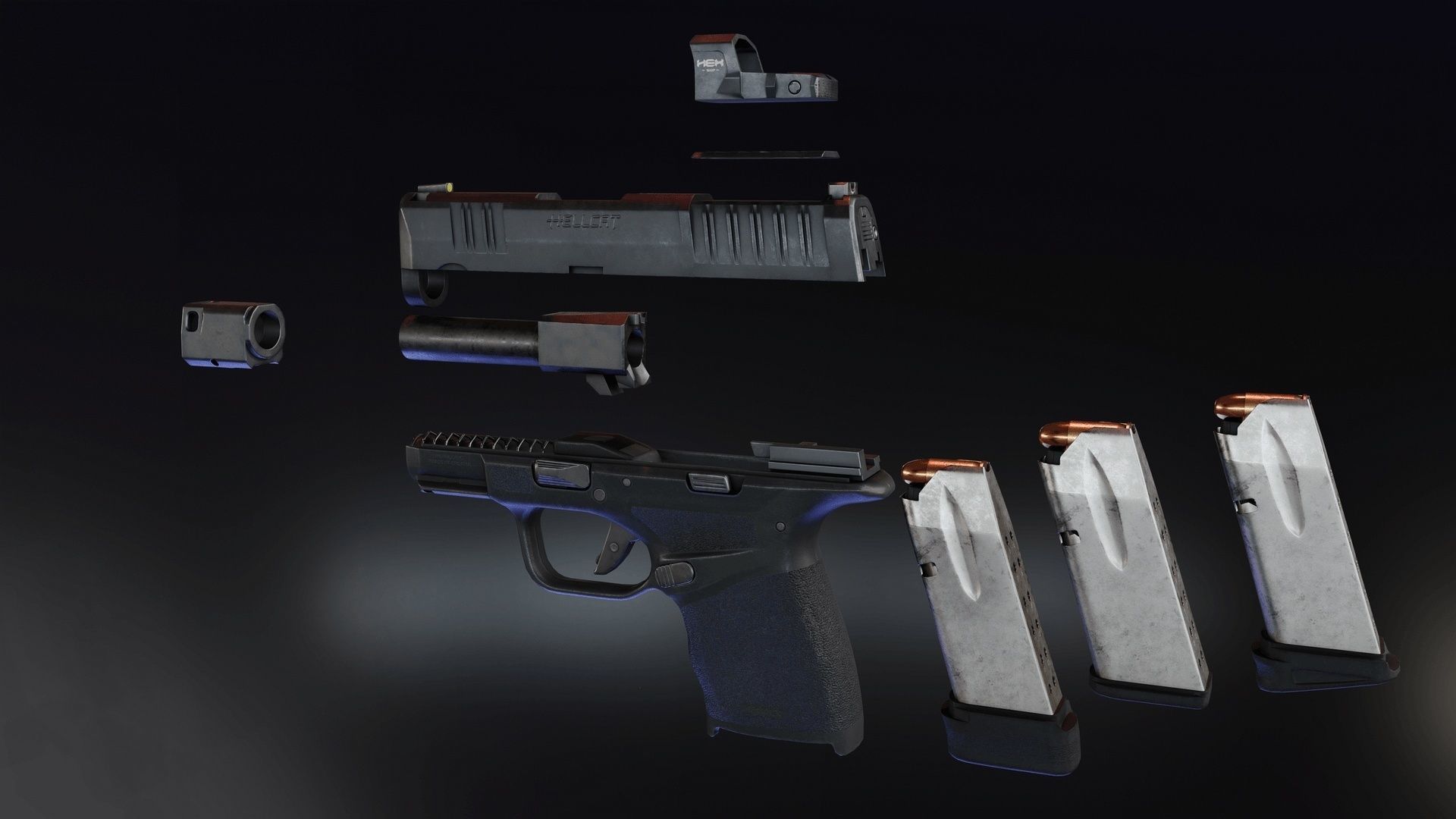 Springfield Hellcat RDP Low-poly 3D model_6