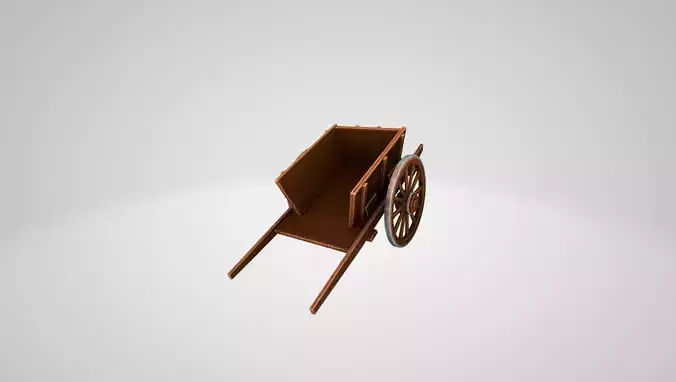 Stylized Wooden Cart Low-poly 3D model