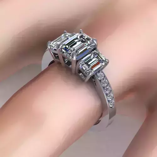 Verragio Emerald Diamond Ring 3D print model