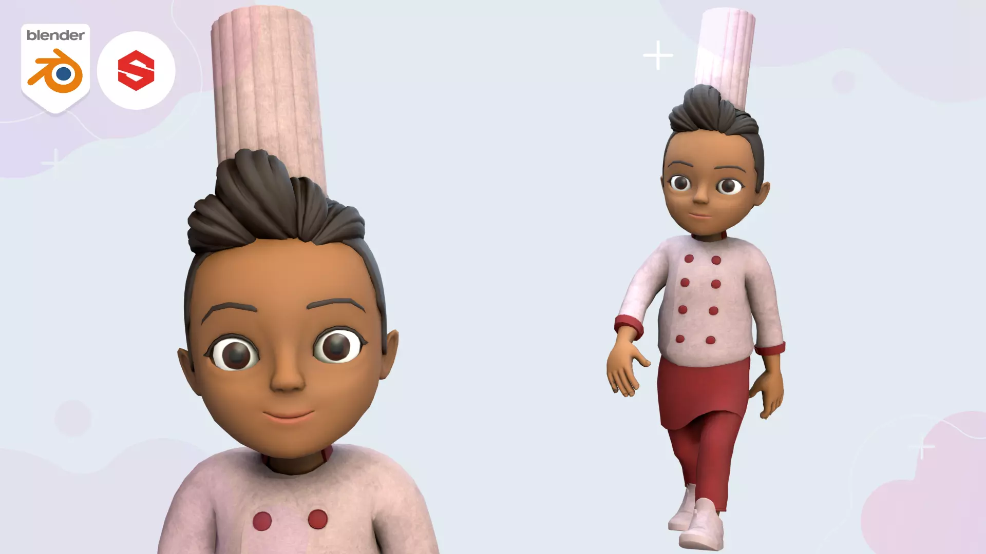 Cartoon Boy Chef - Cook Low-poly 3D model