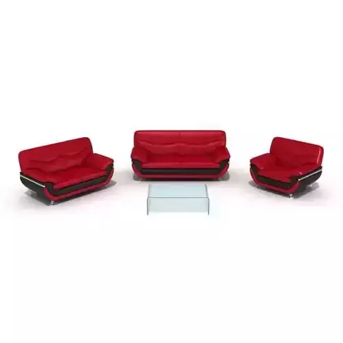 Three Piece Red Sofa Set