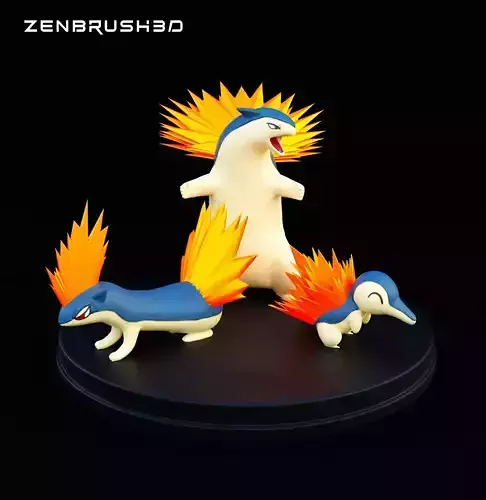 CYNDAQUIL QUILAVA TYPHLOSION EVOLUTION POKEMON 3D print model