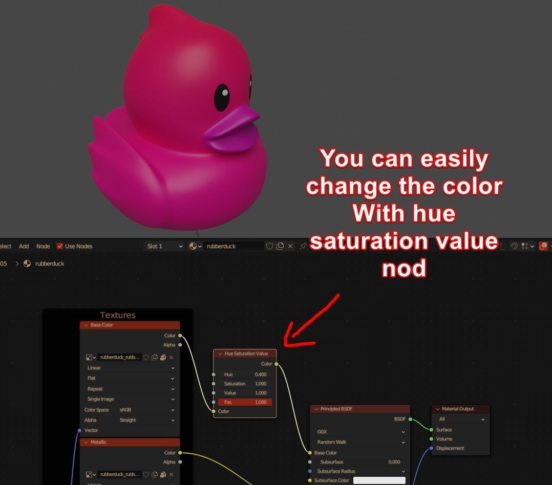 Highpoly rubber duck 3d model with PBR texture Low-poly 3D model_10