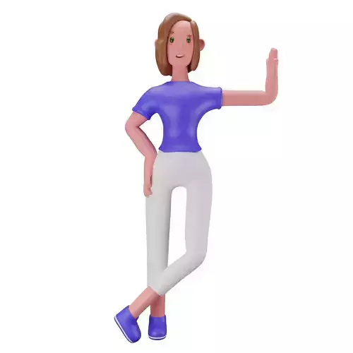 3d Female or Girl Character Acting Cool