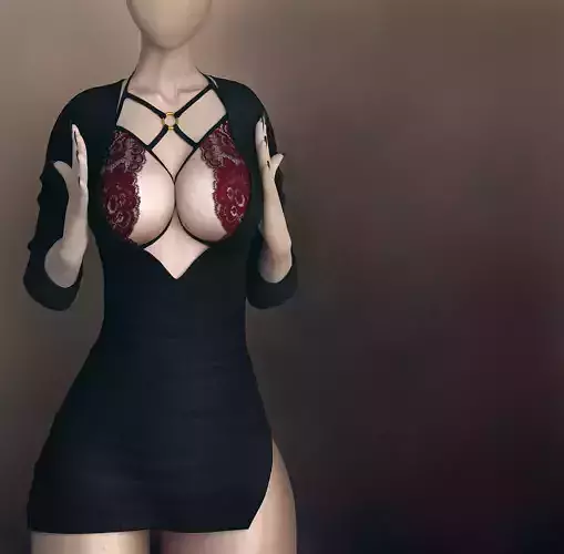 Dress and Bra - Leather Strap Addon 3D model