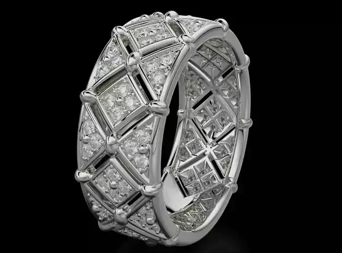 exclusive ring with diamonds 678 3D print model